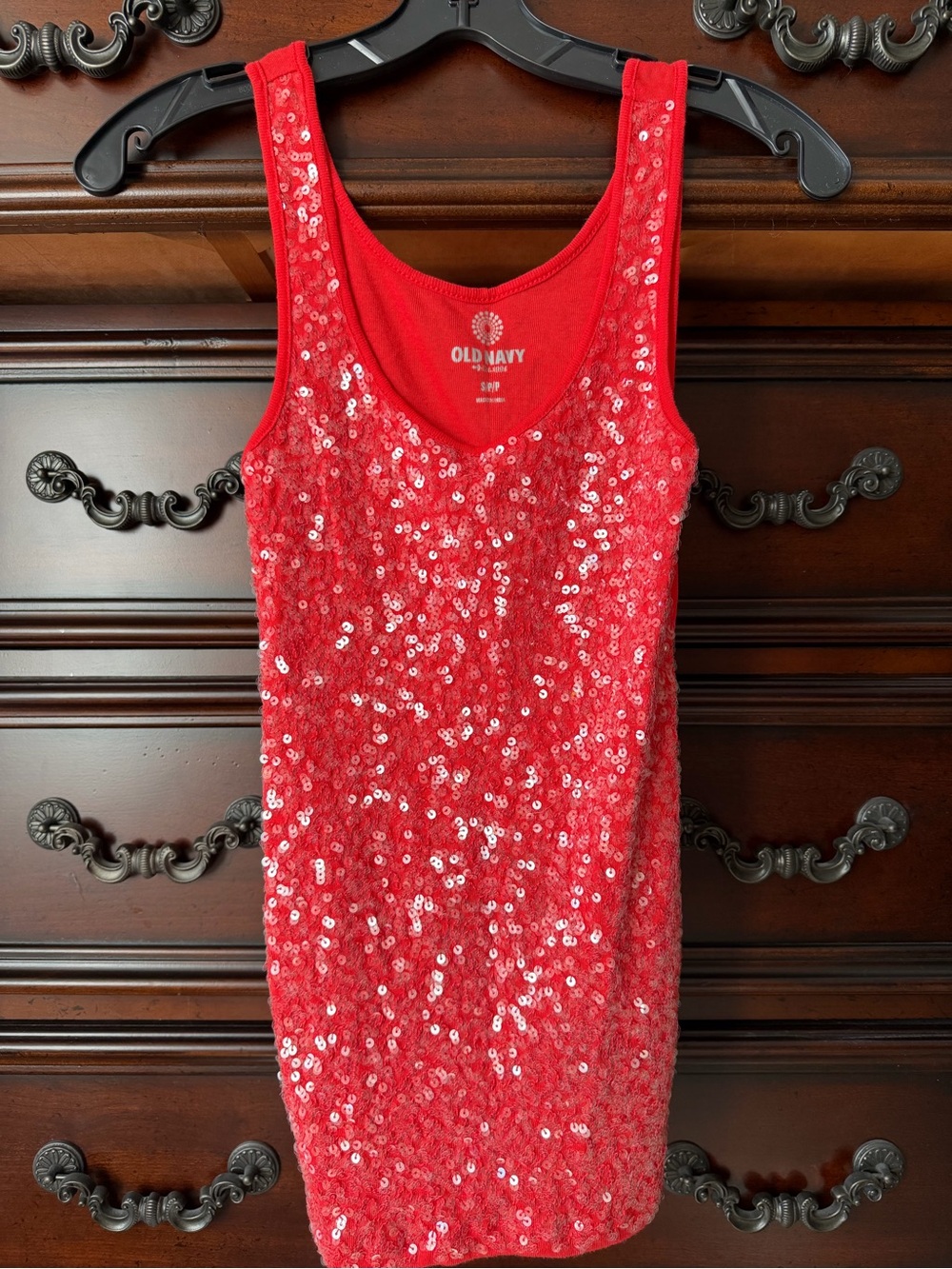 Old Navy Red Sequin Tank Mini Dress